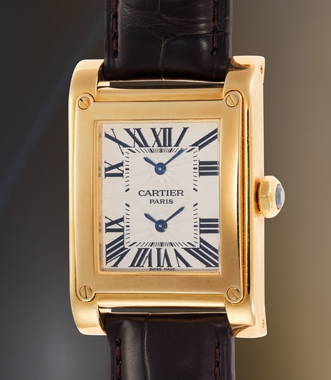 Cartier, Ref. 2551 A rare and sought-after yellow gold dual-time wristwatch with two dials