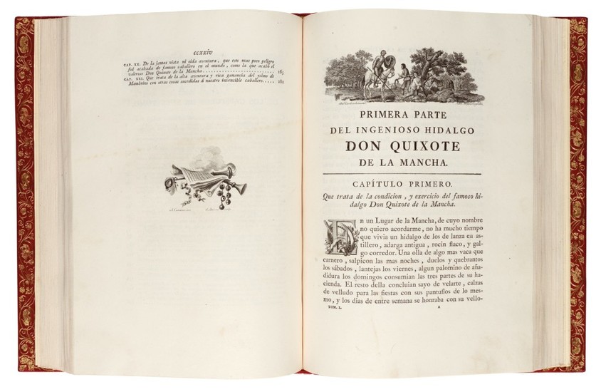 Cervantes, Don Quixote, Madrid, Ibarra, 1780, 4 volumes, modern red morocco gilt