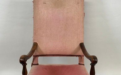 Chaise en bois tourné, le dossier plat et incliné, l'entretoise en H. 107 x 60...