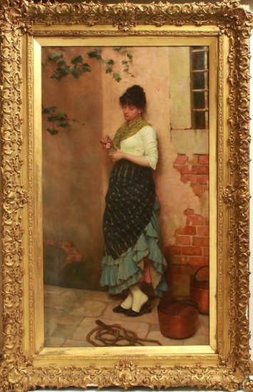 Charles Haigh-Wood Lady in Waiting Oil on Canvas