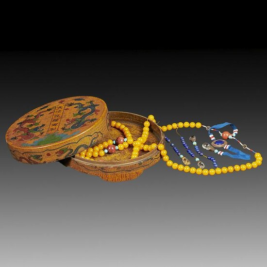 Chinese Amber Court Necklace and Box