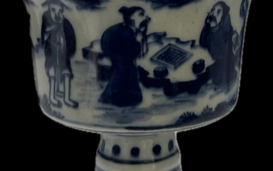 Chinese Blue & White High Stem Bowl