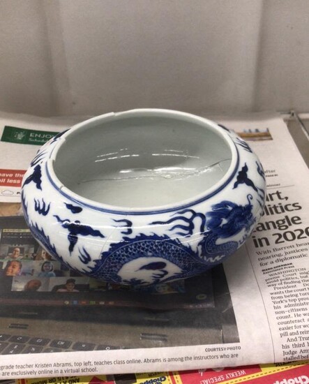 Chinese Blue and White Porcelain Washer,Repair