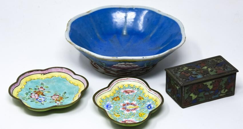 Chinese Porcelain Bowl & Enamel Decorated Items