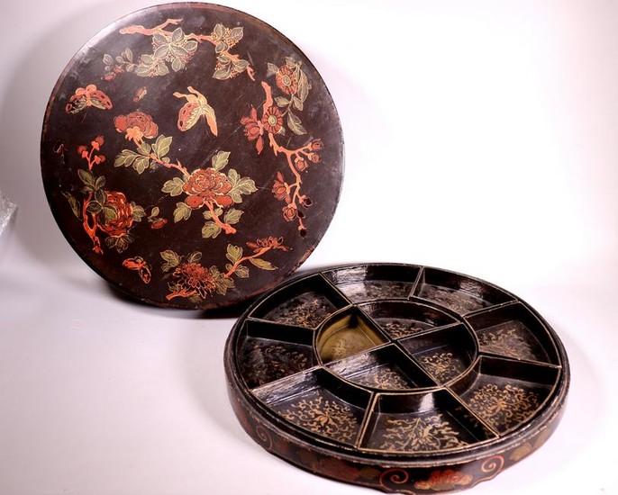 Chinese Qing Dynasty Black Lacquer Dinner Set