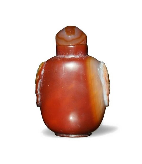 Chinese Red and White Agate Carved Snuff Bottle