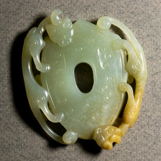 Chinese archaistic celadon jade plaque