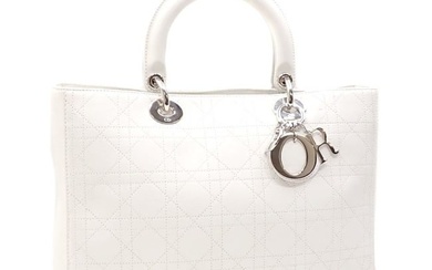 Christian Dior Handbag Lady Women's White Leather