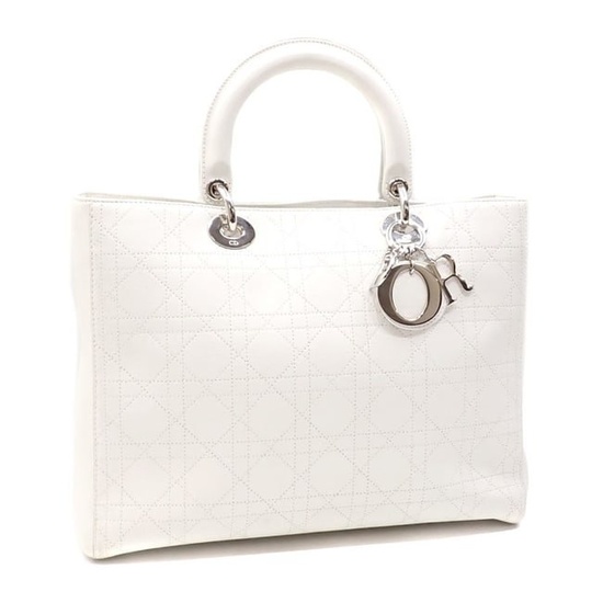 Christian Dior Handbag Lady Women's White Leather