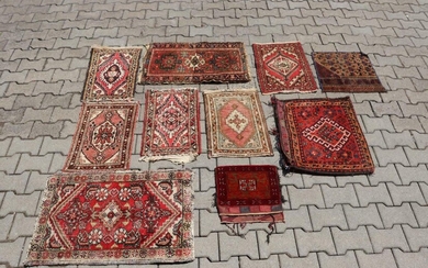 Collection of 10 Small Rug and Cattle Bags, Persia-Afghanistan Region