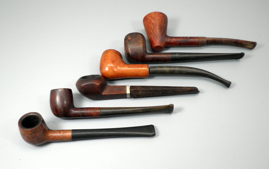 Collection of 6 small old / antique wooden pipes