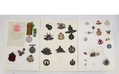Collection of medals and badges, including a WW2 General Ser...