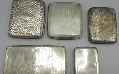 Collection of silver cigarette cases with various makers and...