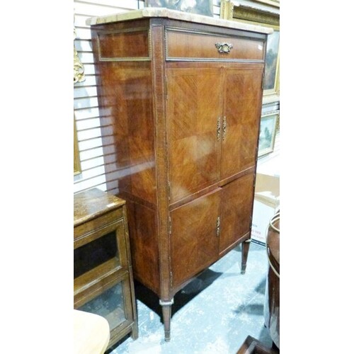 Continental empire-style cabinet, the marble top above singl...