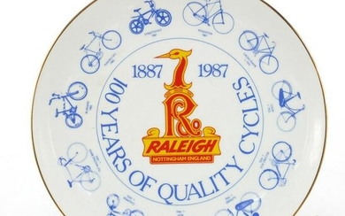 Cycling interest Raleigh commemorative centenary plate