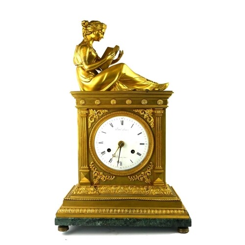 DAUTEL, AN EARLY 19TH CENTURY FRENCH GILT BRONZE AND MARBLE ...