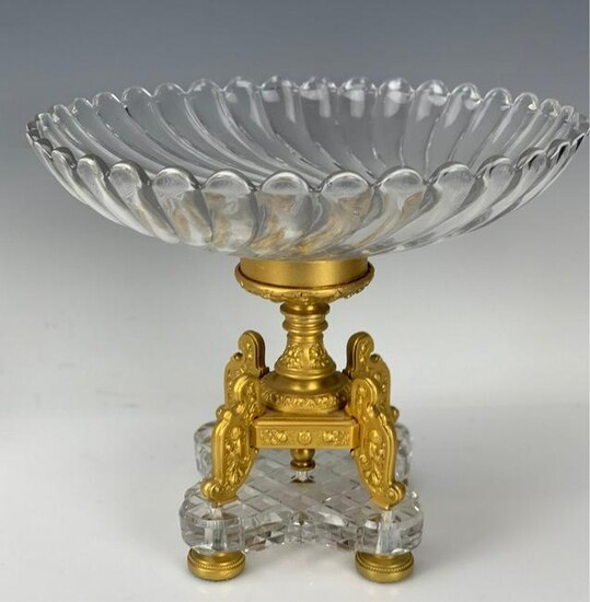 DORE BRONZE AND SIGNED BACCARAT GLASS CENTERPIECE