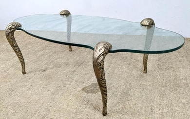 Decorator French Style Coffee Cocktail Table. Shaped Gl
