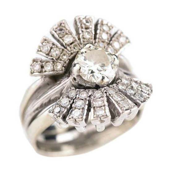 Diamond, 14k White Gold Ring with Diamond Ring Guard.