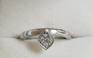 Diamond Heart Ring In White Gold Over Sterling Silver