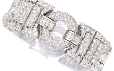 Diamond, White Gold Bracelet Stones: Full and baguette-cut diamonds...