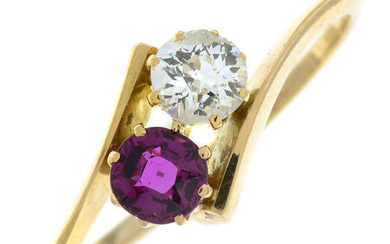 Diamond & ruby two-stone ring
