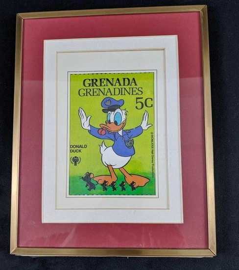Disney Donald Duck Framed Oversized 5C Grenada Stamp
