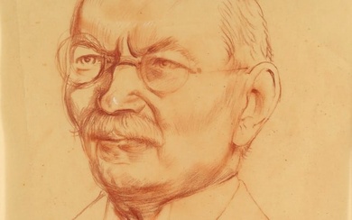 Dix, Otto Portrait eines Mannes. 1932. Rötelzeichnung auf Transparentpapier. 46 x 35,3 cm.