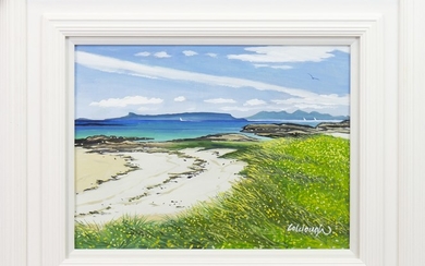 EIGG AND RUM, AN OIL BY FRANK COLCLOUGH