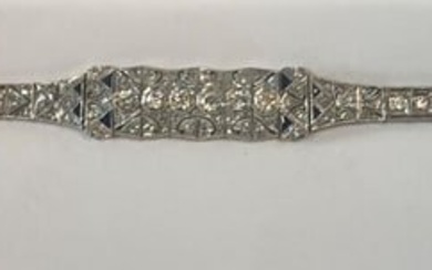 Edwardian Era Diamond Sapphire & Platinum Bracelet