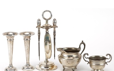 Edwardian and later silver including vanity tools on stand, ...