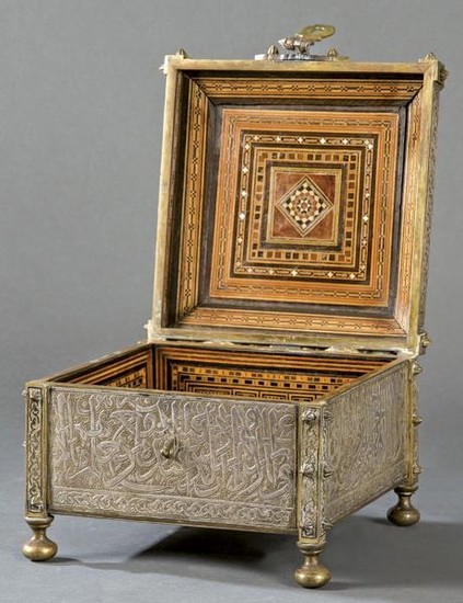 Egyptian bronze chest with silver application
