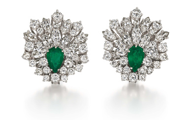 Emerald-Diamond-Ear Clip Ons
