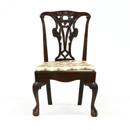 English Chippendale Carved Mahogany Side Chair