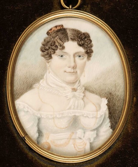 English School. Portrait miniature of a young lady, circa 1800