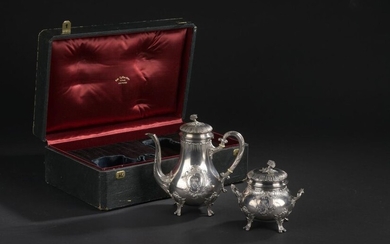 Set comprising a silver pot and a sugar bowl in...