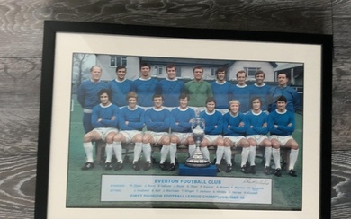 Everton 69/70 Champions Signed Framed Football Display: Larg...
