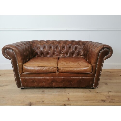 Exceptional quality hand died leather deep buttoned two seat...