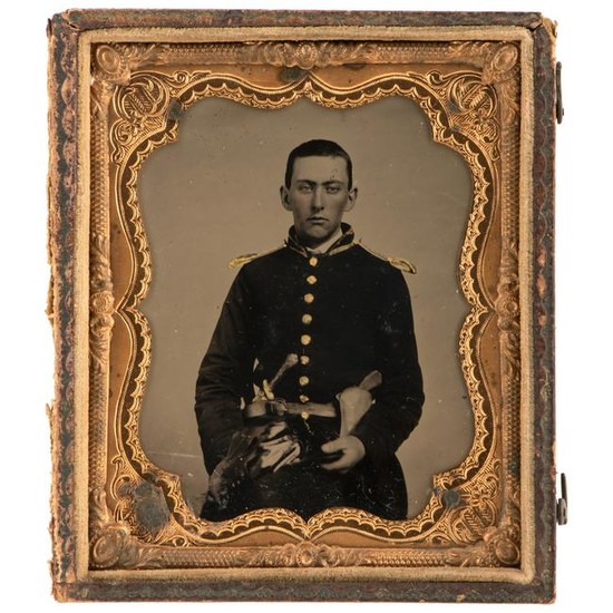 Extremely Clear Sixth Plate Tintype of Double-Armed