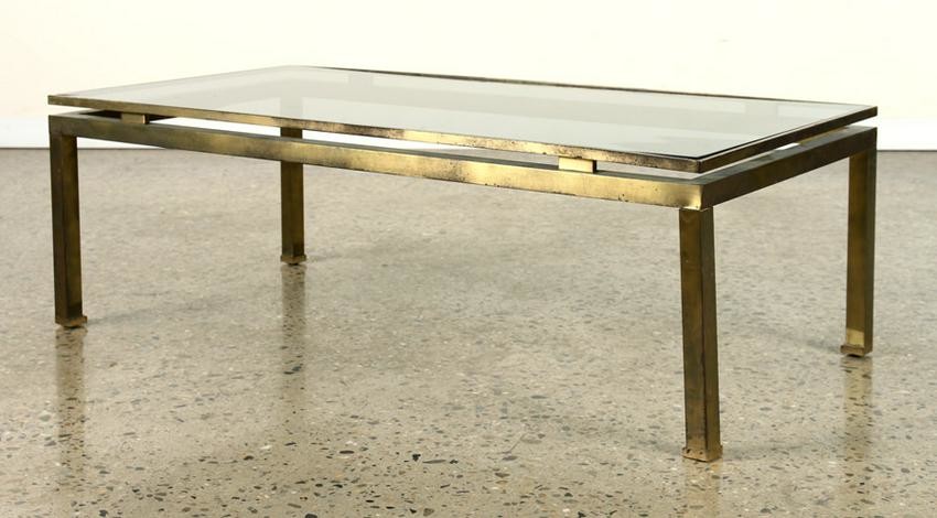 FRENCH BRONZE GLASS COFFEE TABLE C.1970