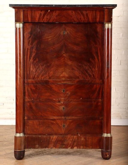 FRENCH EMPIRE STYLE MAHOGANY MARBLE TOP ABATTANT