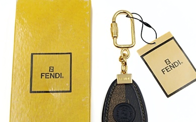 Fendi Pacan key ring in two-tone leather