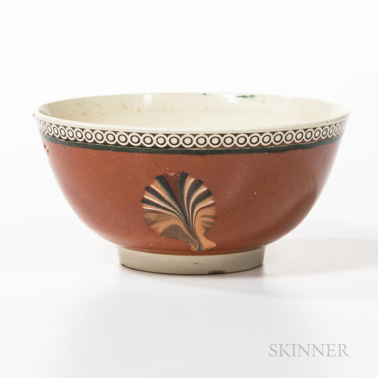 Fine Dipped Fan and Slip-decorated Creamware Bowl