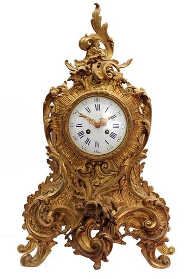 Fire-gilt bronze table clock