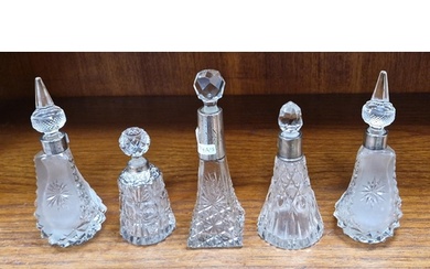 Four Victorian and Edwardian silvered collared cut-glass per...