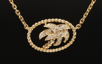 French Fred Joailliar 18K Diamond Palm Tree Necklace