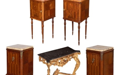 French Louis XV Style Marquetry Nightstand Assortment