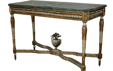 French Louis XVI giltwood and painted console table
