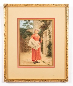 French School Portrait of a Cardinal Watercolor