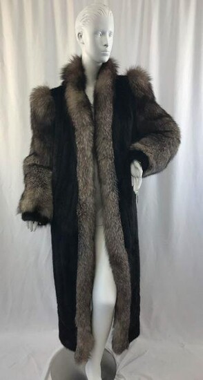 Full-Length Saga Mink and Fox Fur Coat - Size 12